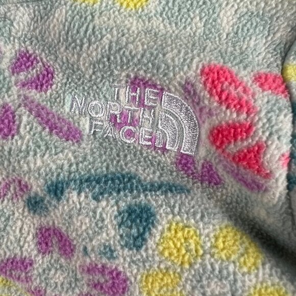 The North Face Sweatshirt Kids Girls 4 Green Floral Faded Fleece Full Zip Hoodie - Picture 5 of 15